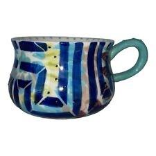 ANTHROPOLOGIE Homegrown Mug Coffee Blue Multicolor Stoneware Discontinued picture