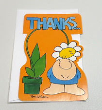 Vintage 1983 Ziggy Card THANKS Die Cut Shaped New 4.25 x 6.25 American Greetings picture