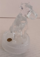 Vintage Cristal D'Arque Lead Crystal Dog Frosted Paper Weight Figurine - France picture