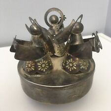 Vintage Tarnished Metal Music Box with Angels on top, plays 