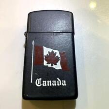 Zippo Oil Lighter Made in Canada 1988 Slim Black Matte picture