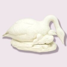 Vintage Holland Mold White Ceramic Goose Goslings Figurine Game Bird Country picture