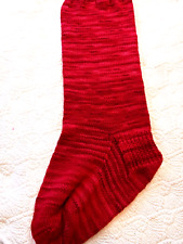 Huge Hand Knit Deep Red Wool Christmas Stocking 12 x 33 Inches Holiday Decor picture