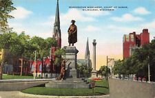 Washington Monument, Court of Honor Milwaukee, Wisconsin Vintage PC picture