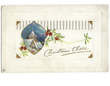 c.1915 Christmas Cheer Snowy House Holly Berries Stegher Quality Postcard POSTED picture