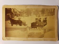 1883 HORSE DRAWN SLEIGH WINTER SNOW CABINET CARD PHOTO NICE OUTDOOR STREET SCENE picture