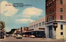 Vintage Postcard Woodland Blvd Main Street Business Section DeLand Florida A6 picture