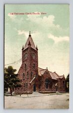 Danville IL-Illinois, First Presbyterian Church, c1910 Antique Vintage Postcard picture