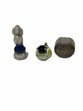 Lot Of 3 Miniature Figurines Wade Whimsies Poodle Glass Duck And Floral Pill Box picture