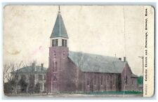 c1910's Catholic Church And Parsonage Exterior Scene Greeley Kansas KS Postcard picture