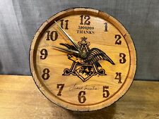 Rare Vintage Budweiser Beer Clock Wooden Barrel Frank Sinatra Signature Barware picture