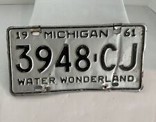 1961 Michigan License Plate Water Wonderland 3948-CJ picture