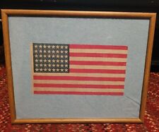 Vintage 48 Star American Flag - Pre WWII Parade Flag Framed In Glass Frame picture