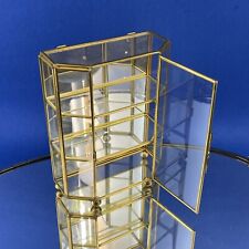 Vintage Glass Brass Display Case Curio Cabinet Mirrored Trinket Box 7.5” picture