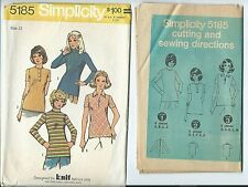 S 5185 sewing pattern 70's Knit TOPS SHIRT BLOUSE sew short long sleeves size 12 picture