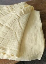 Vintage Beacon Queen Waffle Weave Satin Trim Butter Yellow Thermal Blanket  picture
