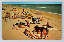 Dania Beach FL-Florida, Aerial View Beach Area, Vintage Postcard picture