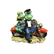 Funny Frog Couple Riding A Motorcycle Resin Figurine picture