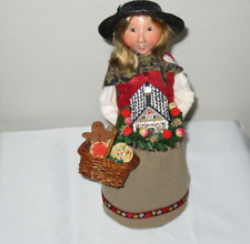 BYERS CHOICE, Christmas Market Woman, 2023 w/Cookies, Gingerbread house, Red Ves picture