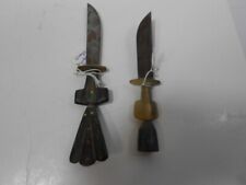 2 Vintage Guatemala Hand Carved Knifes  Folk Art Souvenir picture