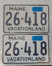 Vintage PAIR of 1955 Maine Embossed SHORT License Plates # 26-418 picture