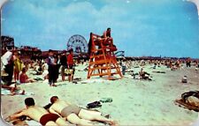Postcard Coney Island New York NY Sun Bathers Life Guard Ferris Wheel      E-726 picture