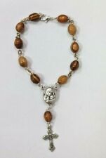 Nice Olive wood bracelet rosary beads cross icon metal hand made holy land gift picture