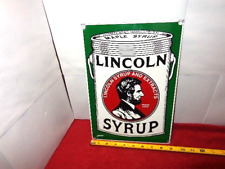 9 x 13 in HONEST ABE LINCOLN MAPLE SYRUP & EXTRACTS ADV. SIGN HEAVY METAL #S 235 picture