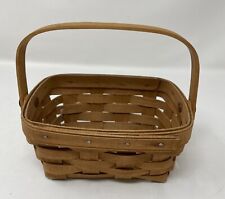 Longaberger 1987 Small Rectangular Basket With Swivel Handle signed 7” X 5” X 3” picture