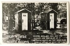VINTAGE POSTCARD RPPC Up Where The North Begins *Where Men Are Men ￼Wisconsin WI picture
