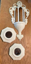 Vtg Cream Wall Pockets 1970s Burwood Planter Basket And Two Matching Mirrors picture