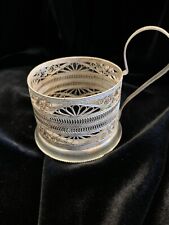 Vintage Silver Plate Filigree Tea Cup Glass Holder Hallmark Russian Mint Old picture