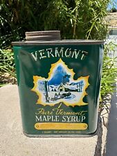 VERMONT Pure Vermont Maple Syrup - 1 Quart Tin Litho Advertising Can picture