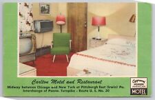 1930-45 Postcard Carlton Motel & Restaurant Irwin Pennsylvania PA Interior Room picture