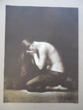 Taber Prang Sepia Print WEEPING MAGDALEN Large 17 x 13 Semi-Nude Arts & Crafts picture