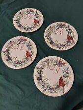 Lenox Holiday Winter Greetings With Cardinal, Finch, Bluebird - 4 Salad Plates  picture