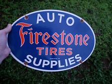 Old Vintage Dated 1953 Firestone Tires Porcelain Advertising Sign Wheel Tire  picture
