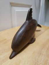 Hand Carved Wooden Dolphin Ironwood Marine Mammal Figure Seaside  Decor Porpoise picture