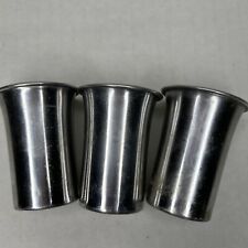 VINTAGE Tin METAL NESTING SHOT GLASSES 3 CUPS FLAWED-heavy damage and wear picture