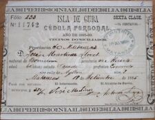 1885 Cuban Identification Card/Certificate - Matanzas, Cuba picture