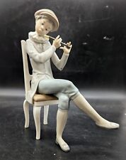 Lladro Retired Porcelain Figurine #4877 Boy Playing Flute Sitting in Chair As Is picture