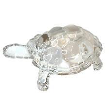 Adorable Clear Glass Turtle Figurine Paperweight 4 1/2