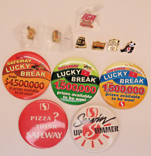 11 Safeway 1 IGA Grocery Store Vintage Button And Lapel Pins 60th Anniversary picture