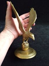Solid Brass Eagle Statue Soaring Flying Bird of Prey Figurine 7.5