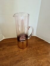 Vintage/ Glass Pitcher/ Retro Pink Tint/ Gold bottom/ 1 liter picture