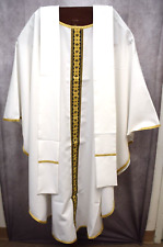 Nice White + Gold Vestment + Stole Set By Heavily Handwork (CU1049) Chalice Co picture