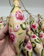 Vintage Tear Drop Hand Painted Large Ceramic Ornaments Lot 14 Pink Rose Floral picture