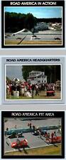 3 Postcards ELKHART LAKE, WI ~ Headquarters ROAD AMERICA Pit Area Cars 4¼