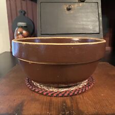 Antique Primitive Redware Brown Stone Ware Mixing Bowl picture