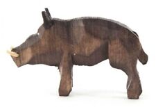 Wooden Stained Warthog Boar  1 inch Hand Carved German Figurine picture